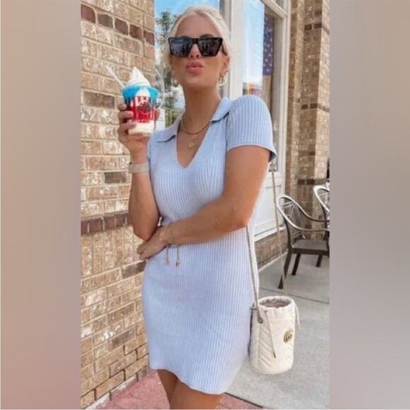 ABERCROMBIE & FITCH Ribbed Polo Dress Golf Tenniscore Preppy Sweater Dress sz M - Picture 15 of 15